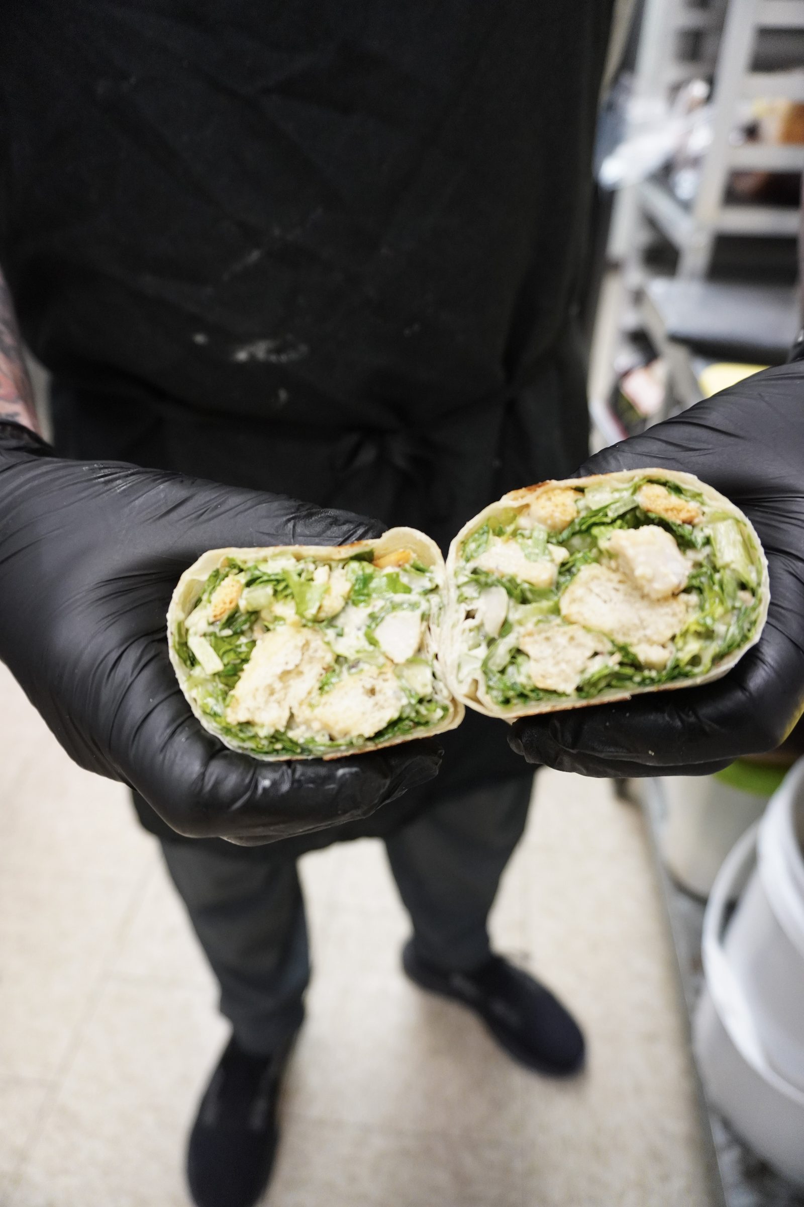 Fresh caesar wrap made to order at Sak's Deli